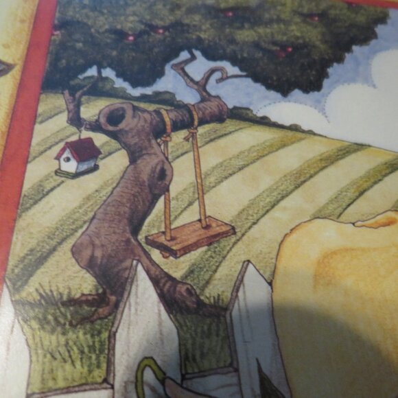 Mary Engelbreit "Just Living" Warm Gray Wood Frame w Glass Garden Theme - Picture 5 of 11